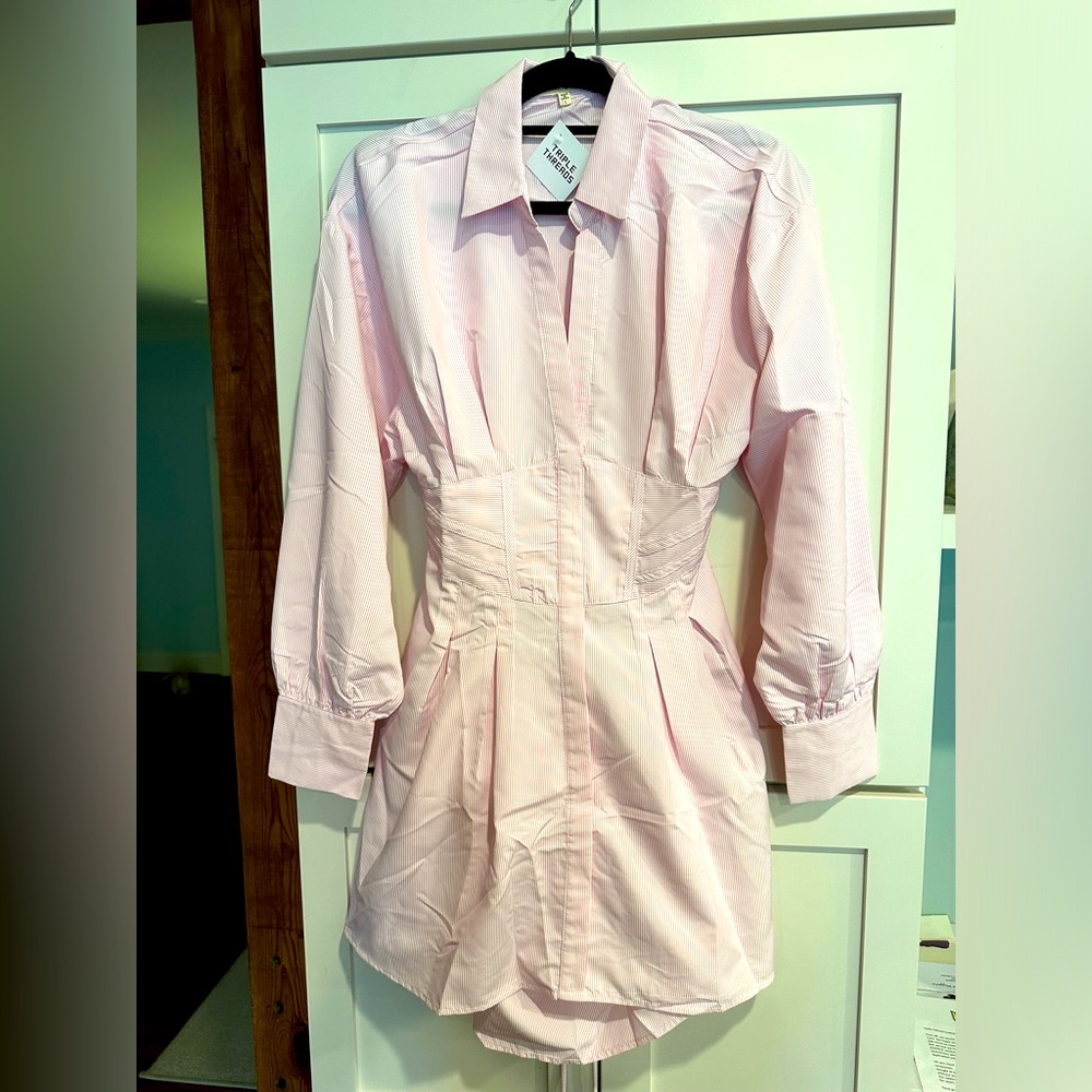 Triple Threads pink pinstripe dress